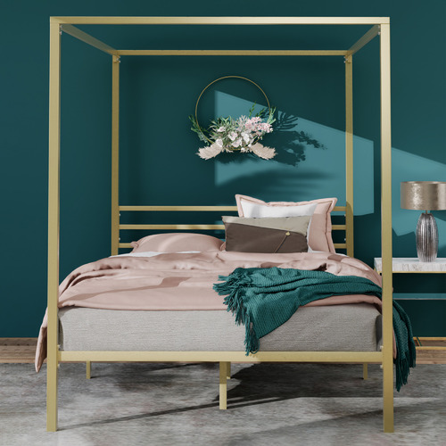 Gold metal 2024 bed frame